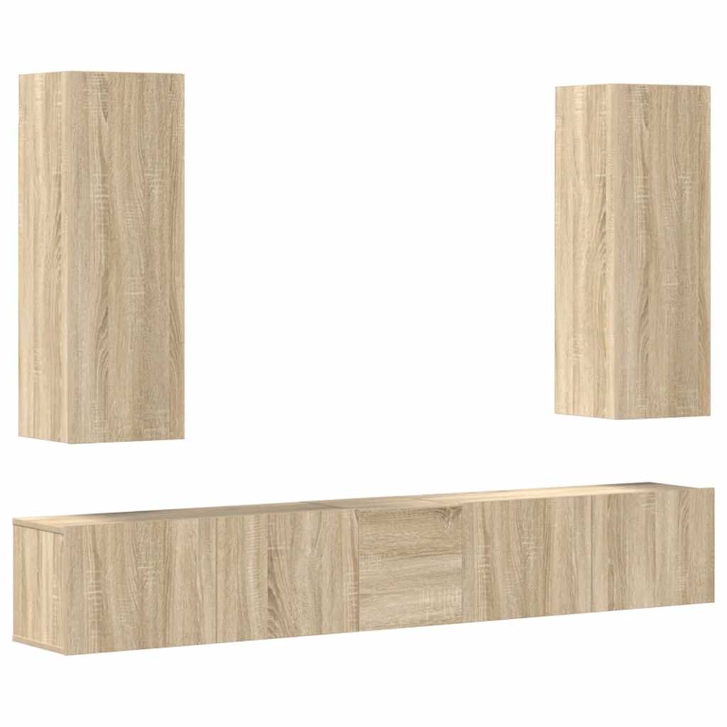vidaXL Meuble TV 5 pièces Bois d'ingénierie Chêne Sonoma