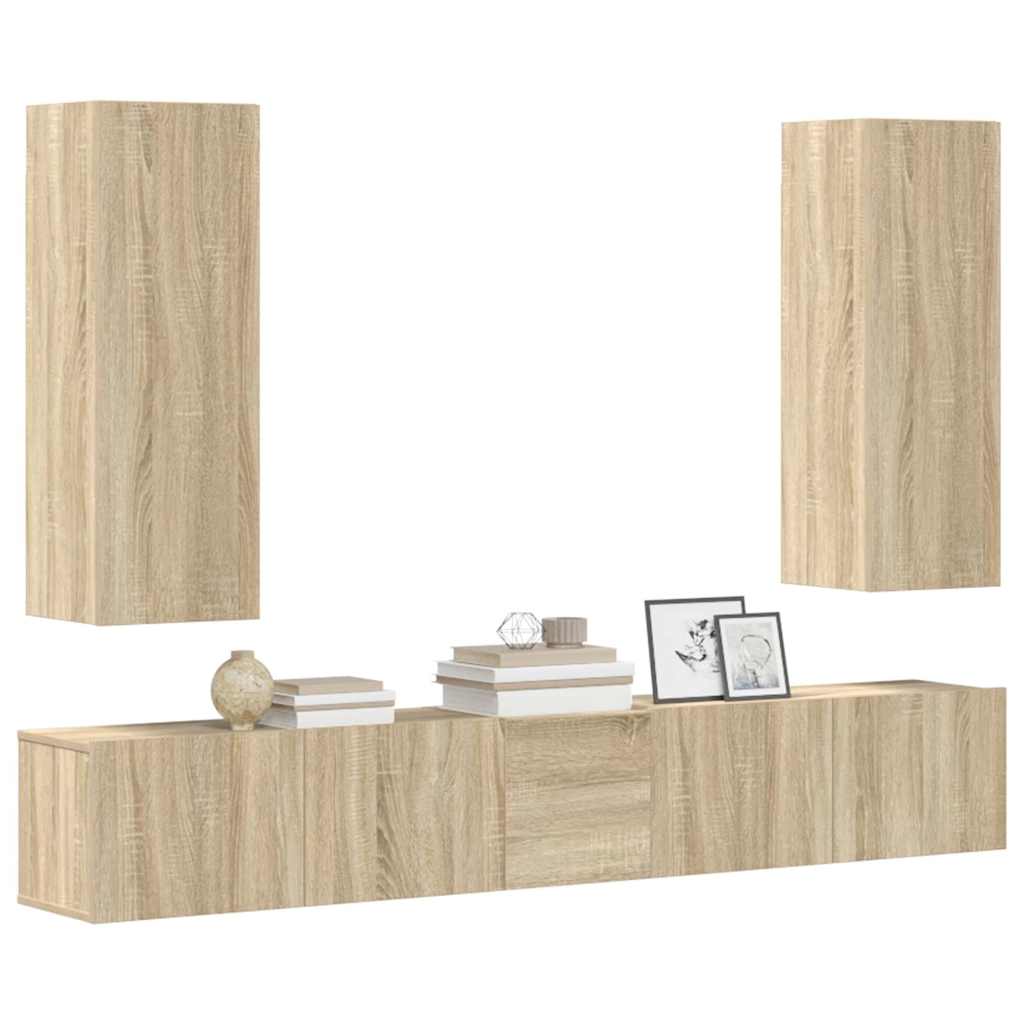 vidaXL Meuble TV 5 pièces Bois d'ingénierie Chêne Sonoma