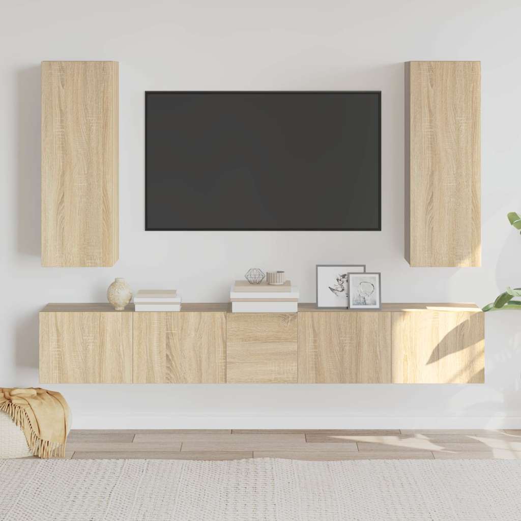 vidaXL Meuble TV 5 pièces Bois d'ingénierie Chêne Sonoma