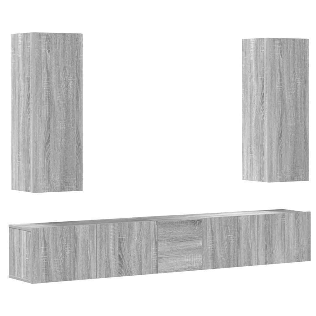 vidaXL Ensemble de meubles TV 5 pcs Gris sonoma Aggloméré