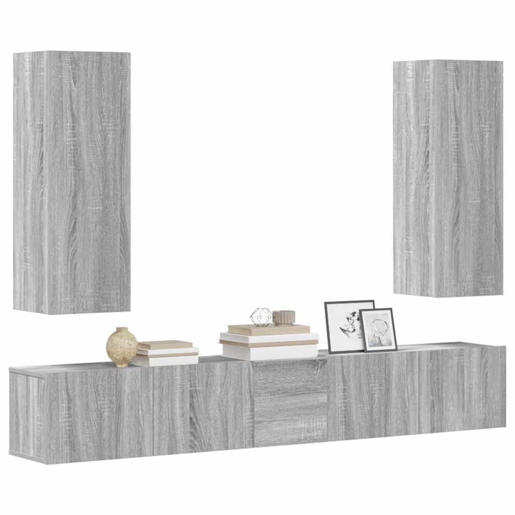 vidaXL Ensemble de meubles TV 5 pcs Gris sonoma Aggloméré