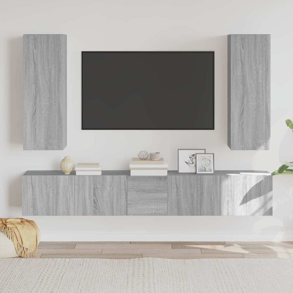 vidaXL Ensemble de meubles TV 5 pcs Gris sonoma Aggloméré