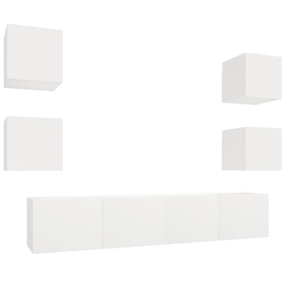 vidaXL Meuble TV 6 pièces blanc en bois d'ingénierie