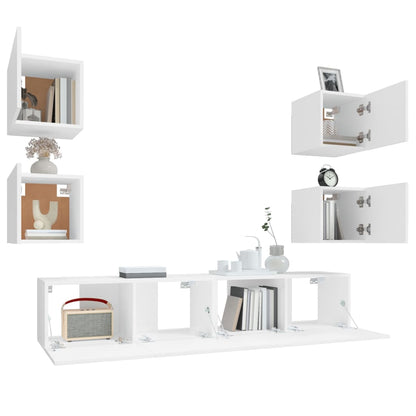 vidaXL Meuble TV 6 pièces blanc en bois d'ingénierie