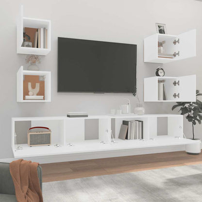 vidaXL Meuble TV 6 pièces blanc en bois d'ingénierie