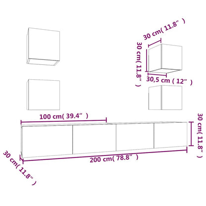 vidaXL Meuble TV 6 pièces blanc en bois d'ingénierie