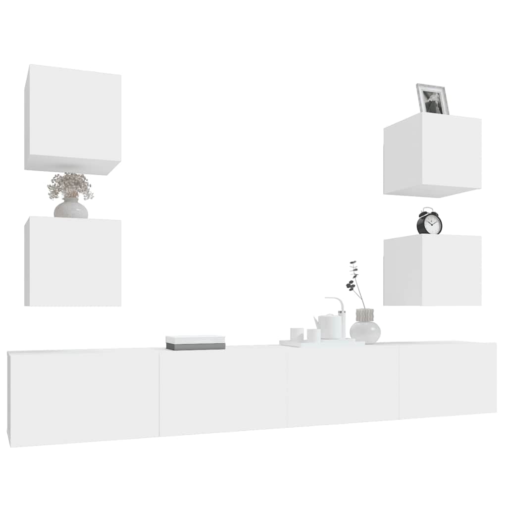 vidaXL Meuble TV 6 pièces blanc en bois d'ingénierie