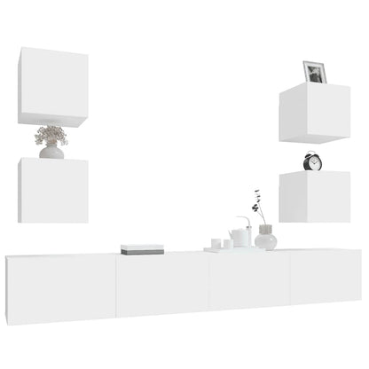 vidaXL Meuble TV 6 pièces blanc en bois d'ingénierie