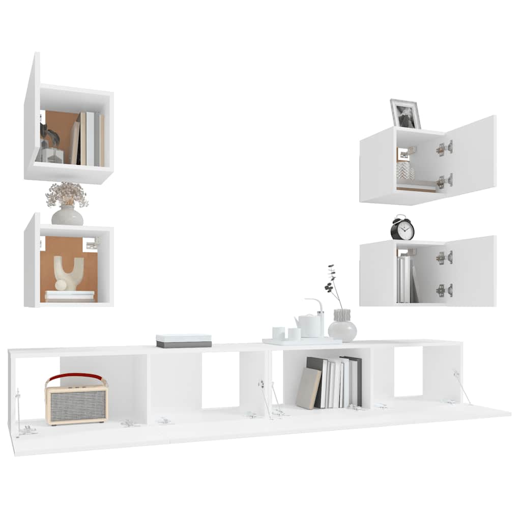 vidaXL Meuble TV 6 pièces blanc en bois d'ingénierie