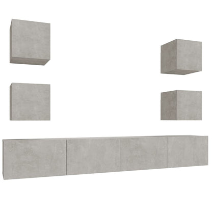 vidaXL Ensemble de 6 meubles TV gris béton, bois d'ingénierie