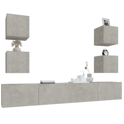 vidaXL Ensemble de 6 meubles TV gris béton, bois d'ingénierie