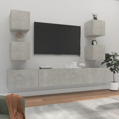vidaXL Ensemble de 6 meubles TV gris béton, bois d'ingénierie