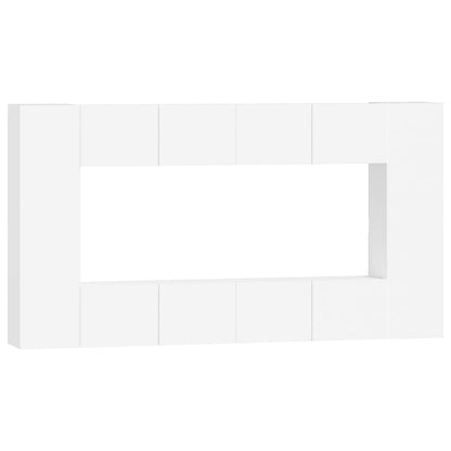 vidaXL Meuble TV 8 pcs Blanc Bois d'ingénierie
