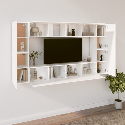 vidaXL Meuble TV 8 pcs Blanc Bois d'ingénierie