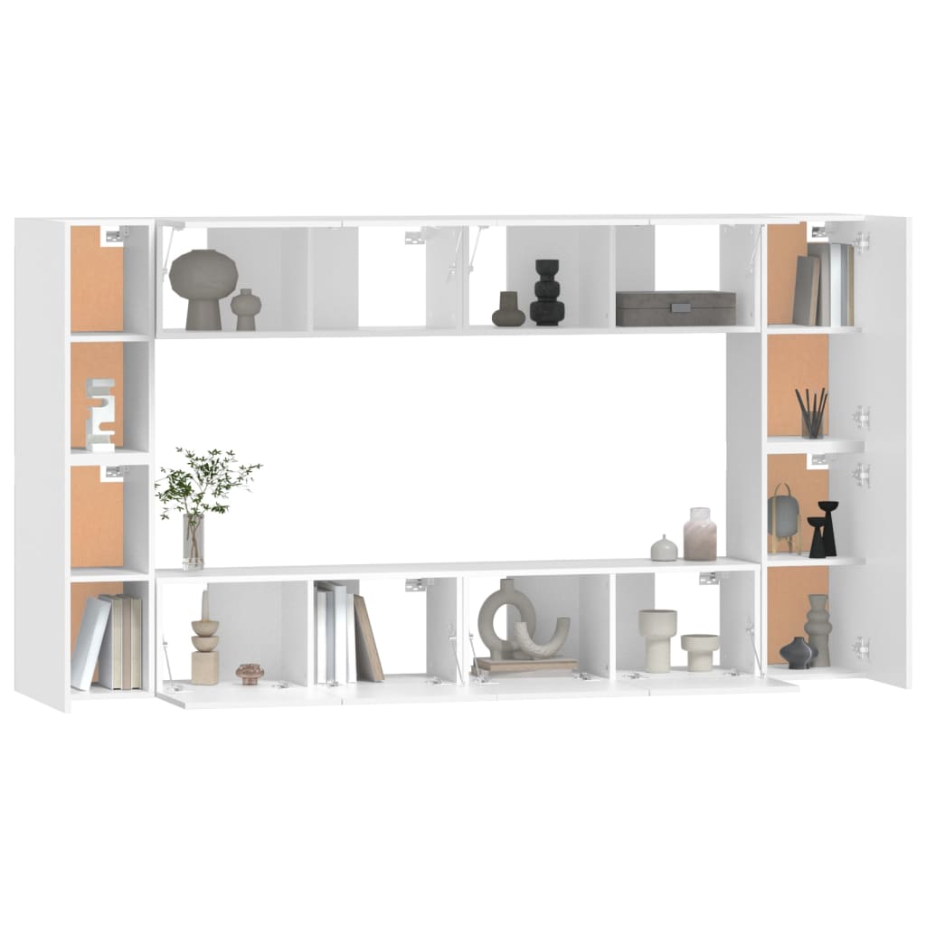 vidaXL Meuble TV 8 pcs Blanc Bois d'ingénierie