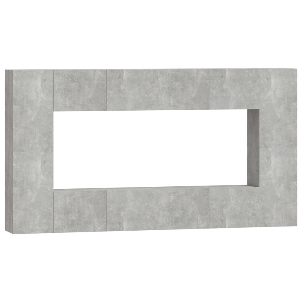 vidaXL 8-tlg. TV-Schrank-Set Betongrau Holzwerkstoff