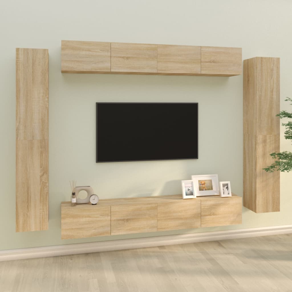 vidaXL Ensemble de 8 meubles TV Chêne Sonoma Bois d'ingénierie