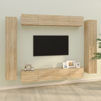 vidaXL Ensemble de 8 meubles TV Chêne Sonoma Bois d'ingénierie