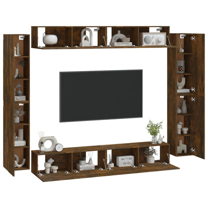 vidaXL Ensemble de 8 meubles TV en aggloméré chêne fumé