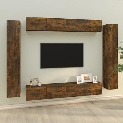 vidaXL Ensemble de 8 meubles TV en aggloméré chêne fumé