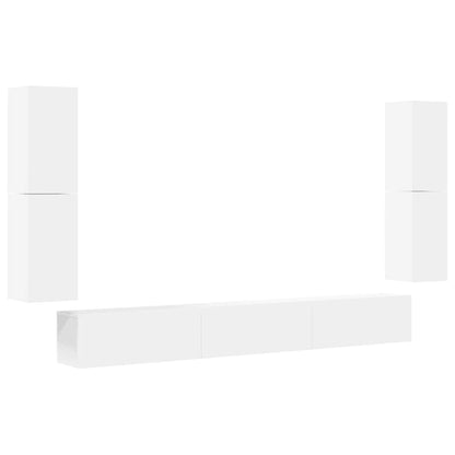 vidaXL Meuble TV avec 7 éléments Bois d'ingénierie Blanc