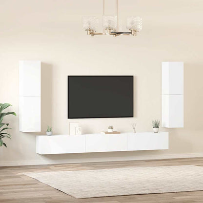 vidaXL Meuble TV avec 7 éléments Bois d'ingénierie Blanc