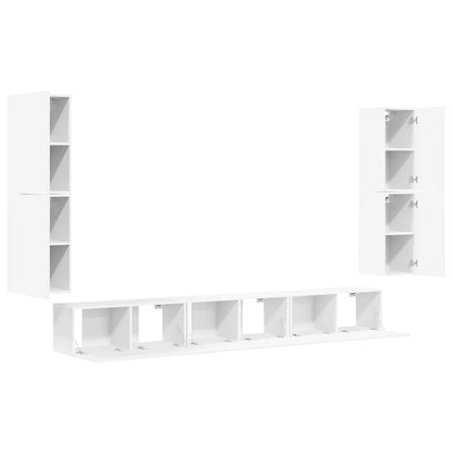 vidaXL Meuble TV avec 7 éléments Bois d'ingénierie Blanc