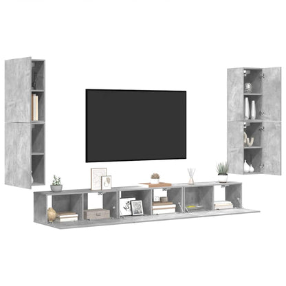 vidaXL Meuble TV 7 pcs Bois d'ingénierie Gris béton