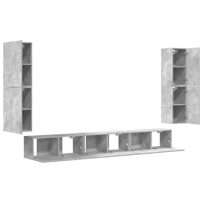 vidaXL Meuble TV 7 pcs Bois d'ingénierie Gris béton
