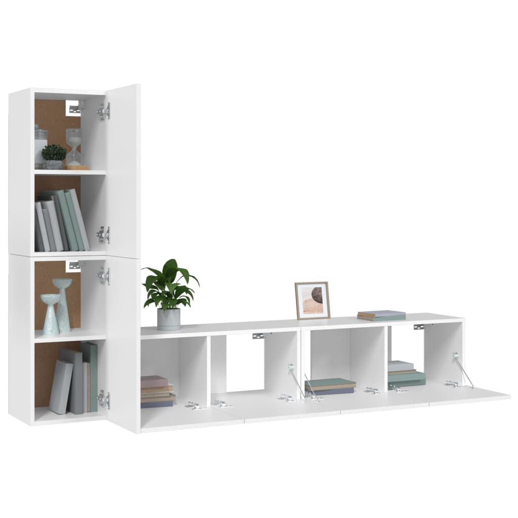 vidaXL Ensemble de 4 meubles TV Blanc Bois d'ingénierie