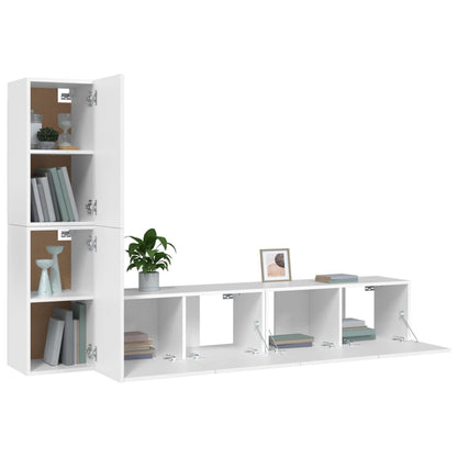 vidaXL Ensemble de 4 meubles TV Blanc Bois d'ingénierie