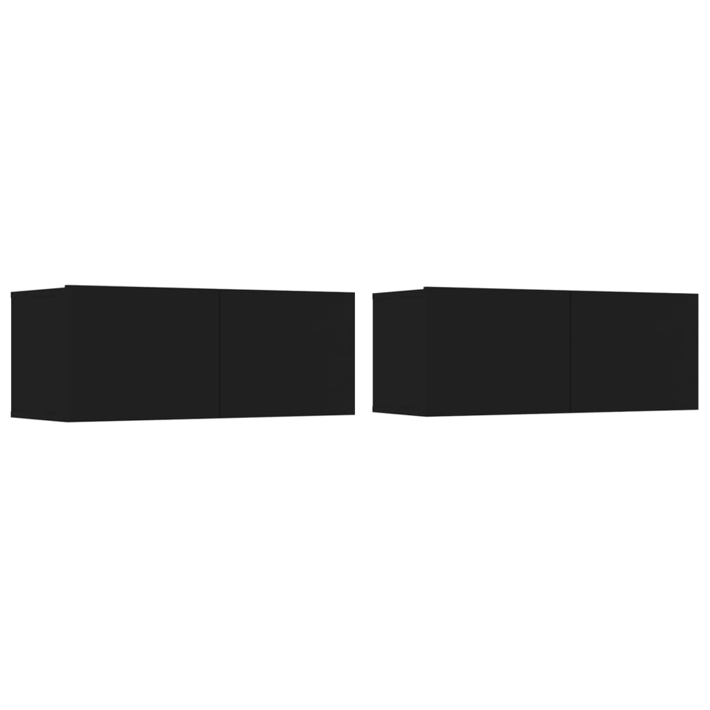vidaXL 4-tlg. TV-Schrank-Set Schwarz Holzwerkstoff
