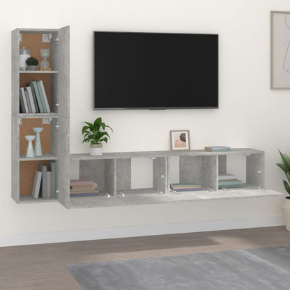 vidaXL Meuble TV 4 pcs Gris béton Aggloméré