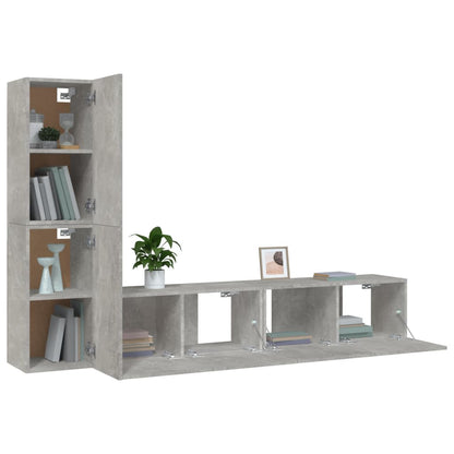 vidaXL Meuble TV 4 pcs Gris béton Aggloméré