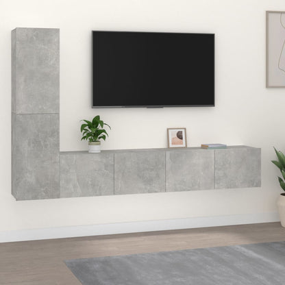 vidaXL Meuble TV 4 pcs Gris béton Aggloméré