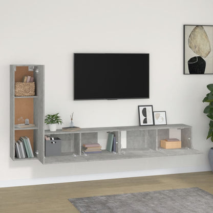 vidaXL Meuble TV 3 pcs. Gris béton Bois d'ingénierie