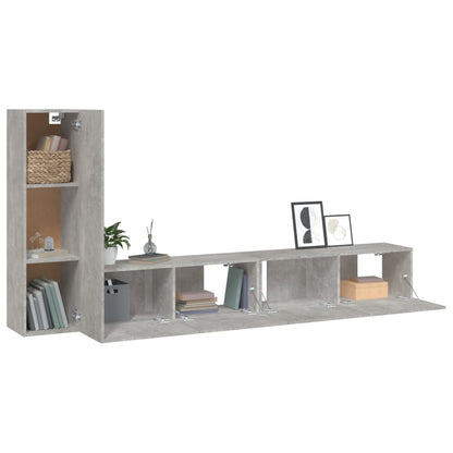 vidaXL Meuble TV 3 pcs. Gris béton Bois d'ingénierie