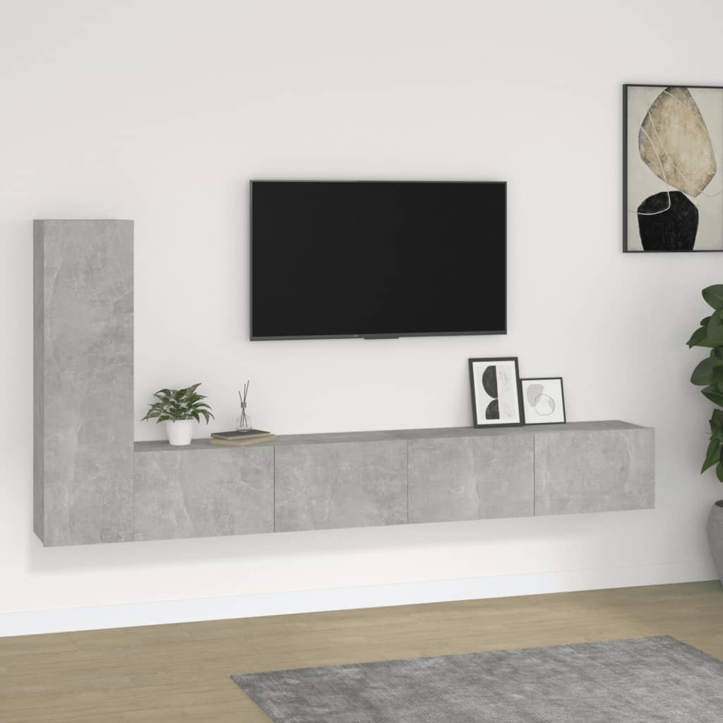 vidaXL Meuble TV 3 pcs. Gris béton Bois d'ingénierie
