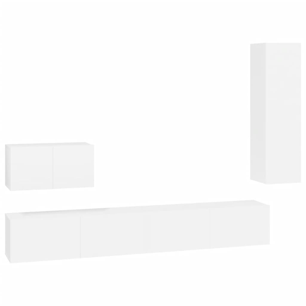vidaXL Ensemble de 4 meubles TV Blanc Bois d'ingénierie