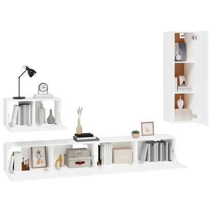 vidaXL Ensemble de 4 meubles TV Blanc Bois d'ingénierie