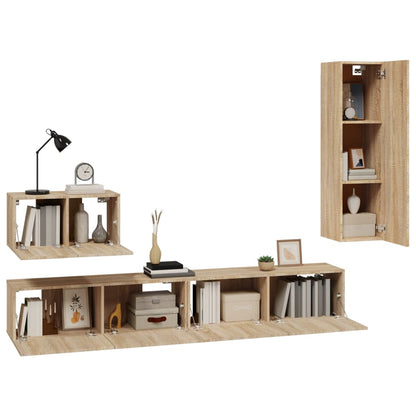 vidaXL Meuble TV 4 pcs Aggloméré Chêne Sonoma