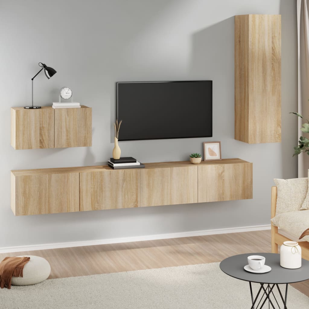 vidaXL Meuble TV 4 pcs Aggloméré Chêne Sonoma