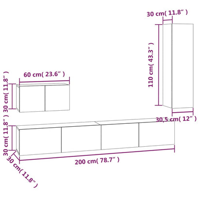 vidaXL 4-tlg. TV-Schrank-Set Räuchereiche Holzwerkstoff