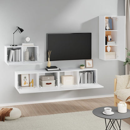 vidaXL Ensemble de 4 meubles TV Blanc Bois d'ingénierie