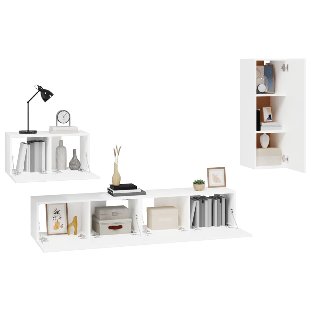 vidaXL Ensemble de 4 meubles TV Blanc Bois d'ingénierie