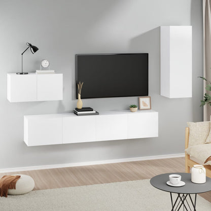 vidaXL Ensemble de 4 meubles TV Blanc Bois d'ingénierie