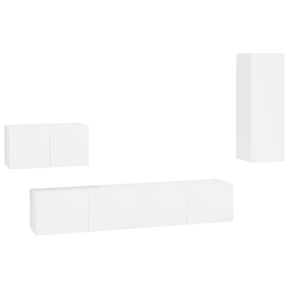 vidaXL Meuble TV 4 pcs Blanc brillant Aggloméré