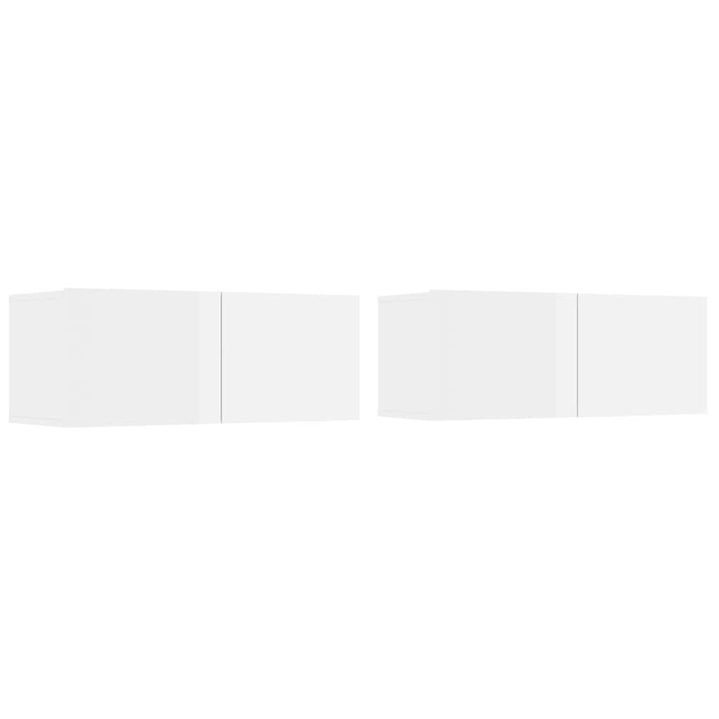 vidaXL Meuble TV 4 pcs Blanc brillant Aggloméré