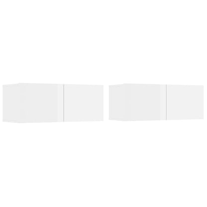 vidaXL Meuble TV 4 pcs Blanc brillant Aggloméré