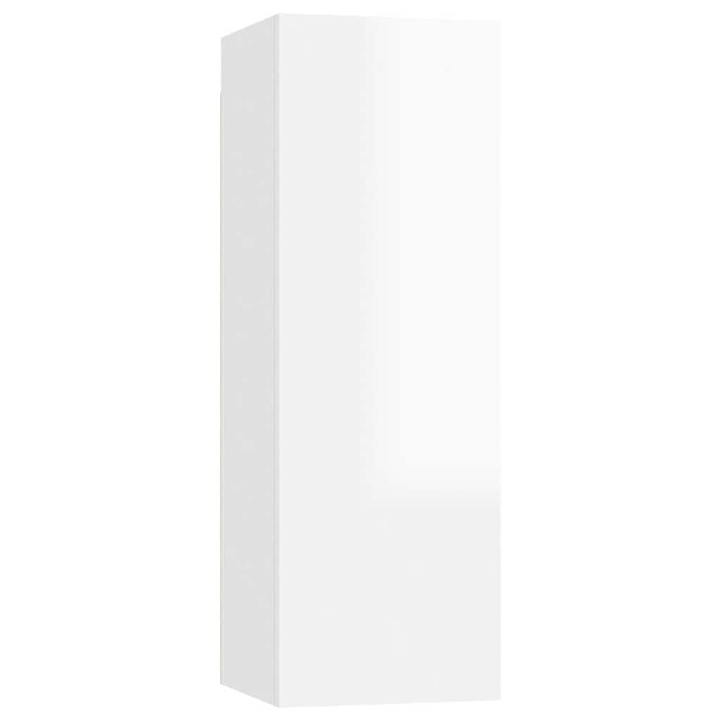 vidaXL Meuble TV 4 pcs Blanc brillant Aggloméré